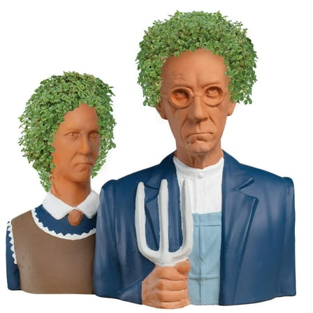 American Gothic Chia Pet Handmade Decorative Planter by JEI