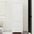 thumbnail image 3 of Tall Bathroom Storage Cabinet, Freestanding Storage Cabinet with Two Drawers and Adjustable Shelf, MDF Board with Painted Finish, White, 3 of 12
