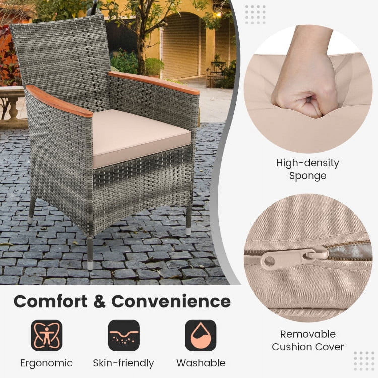 Aimee Lii 9 Pieces Rattan Patio Dining Set with Acacia Wood Table and Cushioned Chair, Outdoor Patio Furniture Aimee Lii 9 Pieces Rattan Patio Dining Set with Acacia Wood Table and Cushioned Chair, Outdoor Patio Furniture