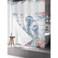 thumbnail image 3 of No Hook Shower Curtain with Snap-in Liner, Coastal Jellyfish Waterproof Fabric Bathroom Curtains, Beach Nautical Ocean Coral Seahorse Vintage Bath Curtains & Mesh Top Window 66"x72", 3 of 9