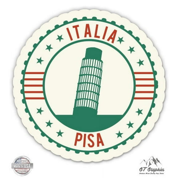 Italia Pisa Travel Suitcase Sticker - 3" Vinyl Sticker - For Car Laptop I-Pad Phone Helmet Hard Hat - Waterproof Decal
