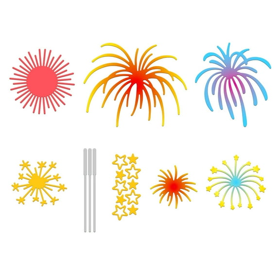 1 Set 8Pcs Fireworks Cutting Dies Metal Stars Festival Embossing Stencils Die Cuts for Paper Card Making Decoration DIY Scrapbooking Album Craft Decor