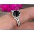 thumbnail image 5 of Round Cut 2.25 Carat Black Diamond Moissanite Engagement Ring Set With Curved Diamond Matching Band 10k White Gold Bridal Ring Set, 5 of 5