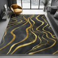 thumbnail image 2 of Washable Area Rug 2 X 3 ft for Bedroom, Simple Luxury Stripes Soft Non Slip Carpet, Gray Gold Stain Resistant Non-Shedding Rugs for Dining Room Kids Playroom Office Decor, 2 of 6