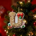 thumbnail image 6 of Gingerbread Alphabet Letter Ornament, Custom Initial Ornaments A-Z Monogram Hanging Decoration - Xmas Tree Hanging Ornament for DIY Crafts - Letter U, 6 of 6