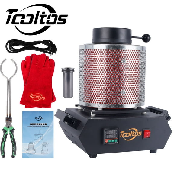 1800W Digital Gold Melting Furnace – 3KG Electric Smelting Machine for Gold, Silver, Copper & Aluminum, 110V 2100°F Jewelry Casting Furnace & Mesh Guard, Ideal for Jewelry Casting & Metal Recycling