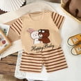 thumbnail image 4 of HCNTES Baby Boy Girl Cute Soft Clothing Sets Short Sleeve Tops and Pants Kids 2pcs Casual Outfits Spring Fall Summer Unisex Loungewear Outfits Set(Beige,18-24 Months), 4 of 4