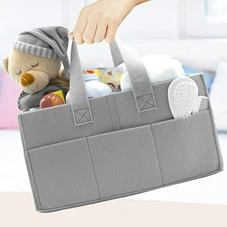 Sorbus Felt Baby Diaper Caddy with Handle, Storage for Diapers, Baby Wipes, Supplies, etc - Portable, Foldable, Removable Compartments