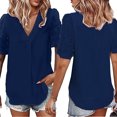 thumbnail image 4 of Sunloudy, camisas de gasa salvaje a la moda para mujer, blusas sueltas informales de verano de manga corta con lunares suizos de Color sólido Sunloudy  S M L XL XXL, 4 of 5