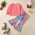 thumbnail image 4 of Toddler Girls Winter Christmas Long Sleeve Cartoon Santa Prints Tops Pants 2PCS Outfits Clothes Set, 4 of 5