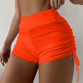 thumbnail image 2 of CIENVNSTG Women High Waisted V Cut Side Tie Bottoms Drawstring Ruched Bathing Shorts Boy Shorts Suit Board L, 2 of 4