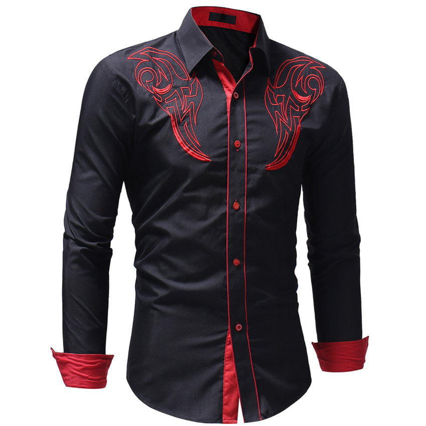 Trendy Design Embroidery Men Shirts Business Long Sleeve Male Shirt ...