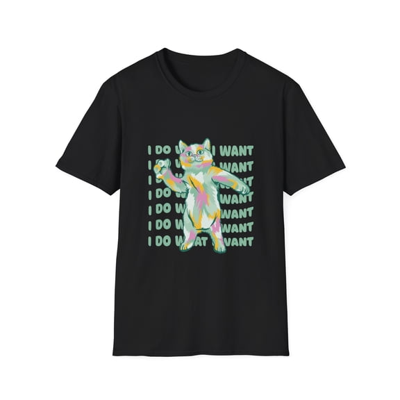 Funny Paint Splatter Dancing Cat Graphic Novelty Tee