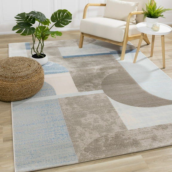 Rug Branch Contemporary Geometric Blue Indoor Area Rug - 5' x 8'