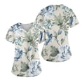 thumbnail image 2 of EHTMSAK Uniform Tops for Women Scrubs with Pocket Floral Nurses Uniform Workwear Tunic Casual Short Sleeve V-Neck Clinic Blouse Carer Top on Clearance Light Blue L, 2 of 7