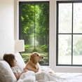 thumbnail image 3 of Green Trees Window Privacy Film, Forest Art Decor Spring Summer Nature Leaf Static Cling UV Sun Blocking Tint Film Heat Control Windows Films for Bedroom Bathroom, Window Stickers 23.6"x59", 3 of 8