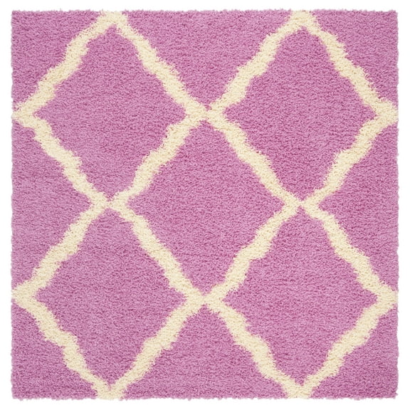 SAFAVIEH Dallas Logan Geometric Shag Area Rug, Pink/Ivory, 6' x 6' Square