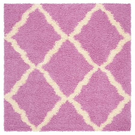 SAFAVIEH Dallas Logan Geometric Shag Area Rug, Pink/Ivory, 6' x 6' Square