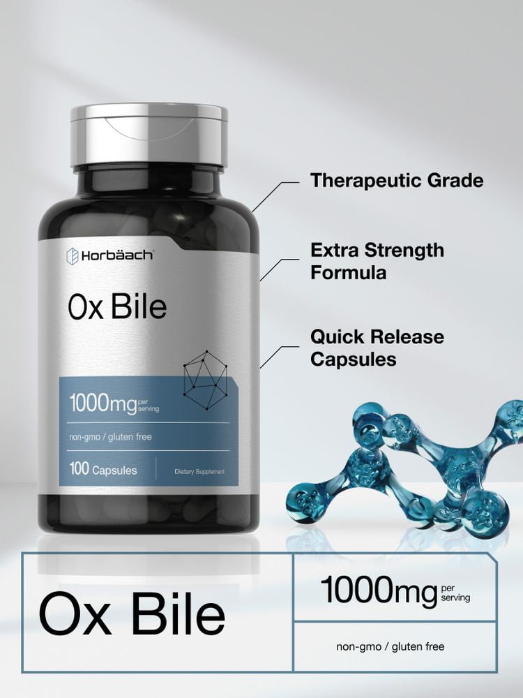 Buy Ox Bile 1000mg 100 Capsules NonGMO & Gluten Free Digestive