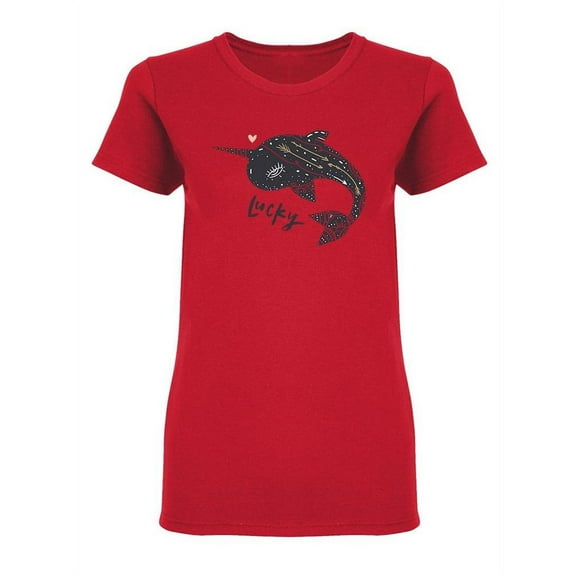 Cute Narwhal Art Design Shaped T-Shirt Women -Image by Shutterstock, Female Small