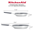 thumbnail image 3 of KitchenAid Stainless Steel Nonstick Frying Pan Set, 9.5-inch and 12-inch, Brushed Stainless Steel, 3 of 7