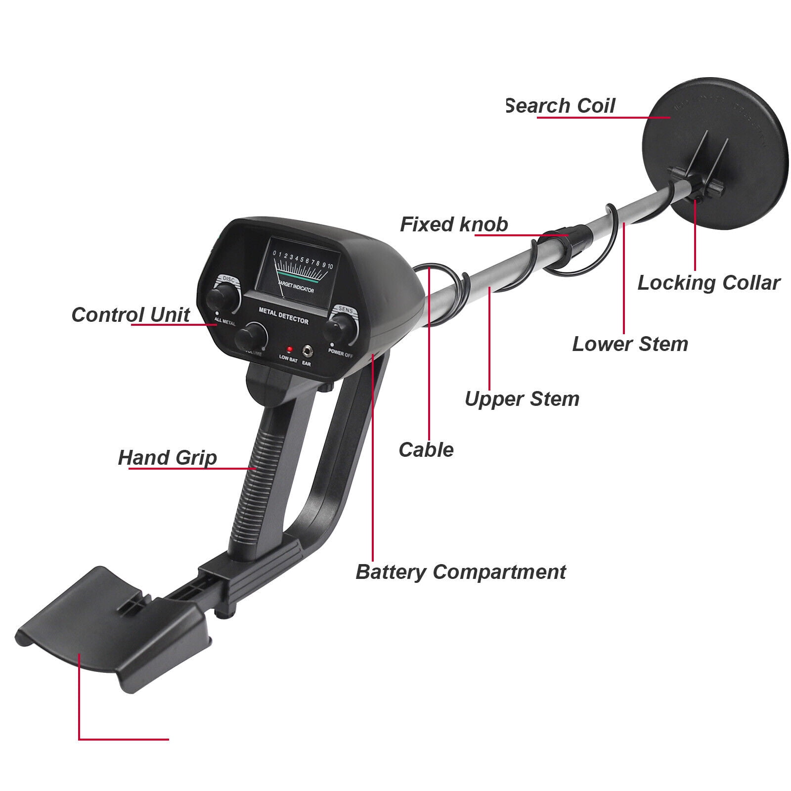 LineYDI Waterproof LCD Metal Detectors Gold Digger Deep Sensitive Hunter Coil Searcher,Black
