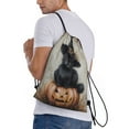 thumbnail image 3 of Drawstring Backpack - Halloween Witch Hat Black Cat Splash Proof Small Drawstring Gym Bag for Women Men, Cinch Sports String Bag Backpack for Travel Swimming Beach, 3 of 8