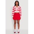 thumbnail image 3 of Women's Chenille Heart Patterned Brushed Knit Cropped Cardigan, 3 of 5