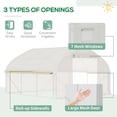 thumbnail image 6 of Outdoor Storage Shed Outsunny 11.5' x 10' x 6.5' Walk-in Tunnel Greenhouse, Green House with Zippered Mesh Door, 7 Mesh Windows & Roll-up Sidewalls, Upgraded Gardening Plant Hot House with Galvanized, 6 of 10