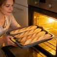 thumbnail image 4 of Silicone Bread Pan French Bread Loaf Baking Mold 4-Cavity Non-Stick Perforated Macaron Mold with Metal Frame for Homemade Bread Pastry Bagel Professional Baker Kitchen Tool, 4 of 8