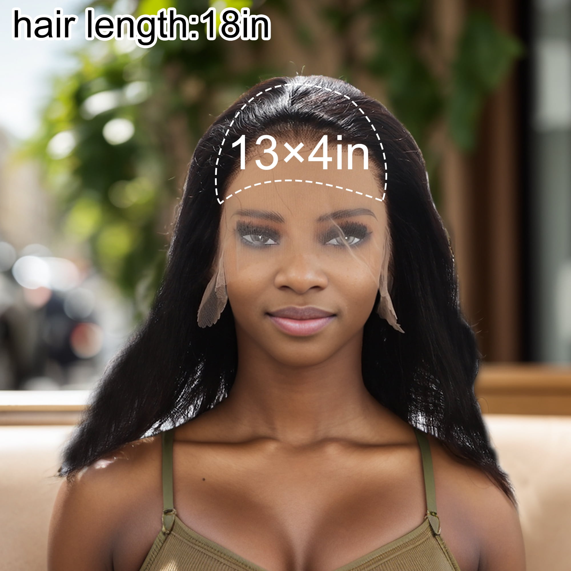 Unique Bargains 1 Pc Big Curly Long Hair Hair Wig Real Human Hair 18in 13x4in 180 Human Wig Black for Women
