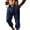 Dark Blue, variant on Hurxie Men's Long Linen Shorts Below Knee Pocketed 3/4 Summer Drawstring Capri Pant White,M