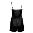 thumbnail image 4 of Womens Pajama Set Suspenders Bow Tank Top Shorts Solid Color Lightweight Pajamas Black, 4 of 5
