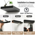 thumbnail image 3 of Sorbus Square Floating Shelf for Wall - 3 Small Shelves with Invisible Mounting Brackets for Living Room Decor, Bedroom, Bathroom Decor, Home & Kitchen - 9" Black Wall Shelf to Display Photos Trophies, 3 of 8
