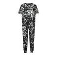 thumbnail image 3 of Idoravan Women Sets Clothing Clearance Womens Fashion Slim Contrast Lace Elastic Waist Short Sleeve Casual Two Piece Suit Pajamas, 3 of 7