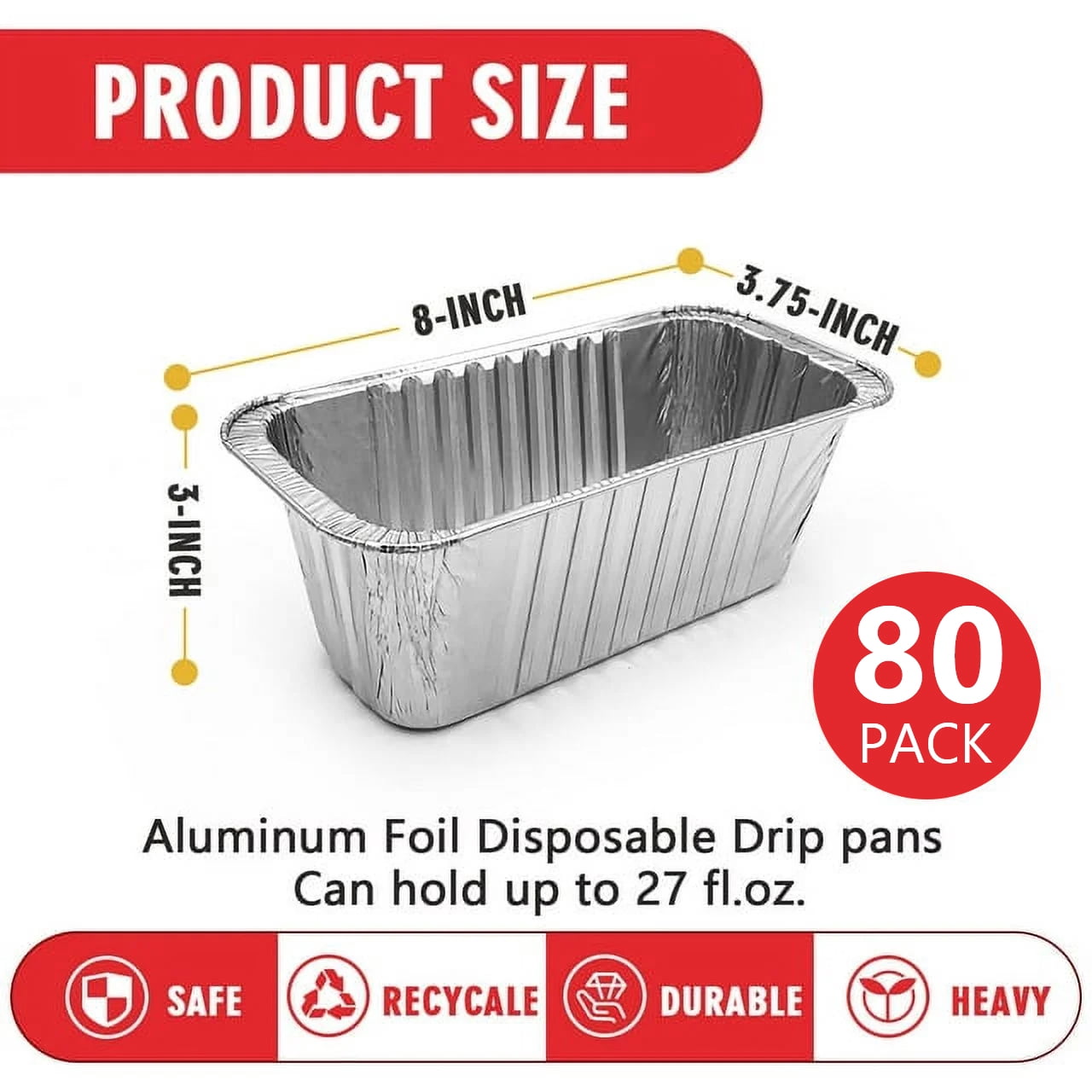 SONGLAM 80-Pack Blackstone Grease Cup Liners - Aluminum Foil Drip Pans Fit for Blackstone 36,30,28,22,17 Inch Grease Griddle