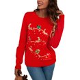 thumbnail image 1 of Innerwin Chandail de Noël à Manches Longues pour Femmes Chandail de Noël Col Rond Décontracté Tricoté Rouge Carrosse L, 1 of 3