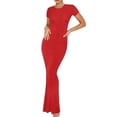 thumbnail image 1 of Gspmoly Robes d'Été pour Femmes 2025, Robe pour Dames Unie à Boutons Ajustée Élégante à Manches Longues à Col Rond Robes de Cocktail Soldes d'Été Liquidation, 1 of 4