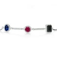 thumbnail image 2 of Gem Stone King 2.16 Ct Oval Blue Created Sapphire Red Created Ruby 925 Sterling Silver Bracelet for Women, 2 of 4