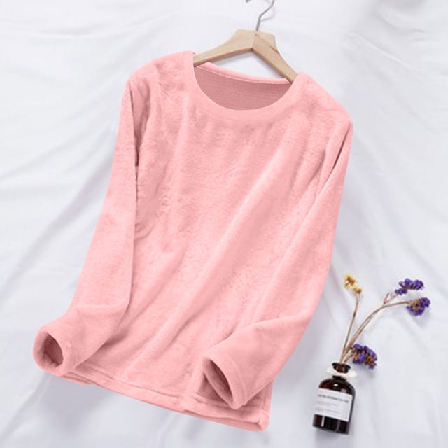 TACILIP Pyjama à Manches Longues pour Femmes Hauts Chandail Col Rond pour Automne Hiver Vêtements de Nuit Chauds