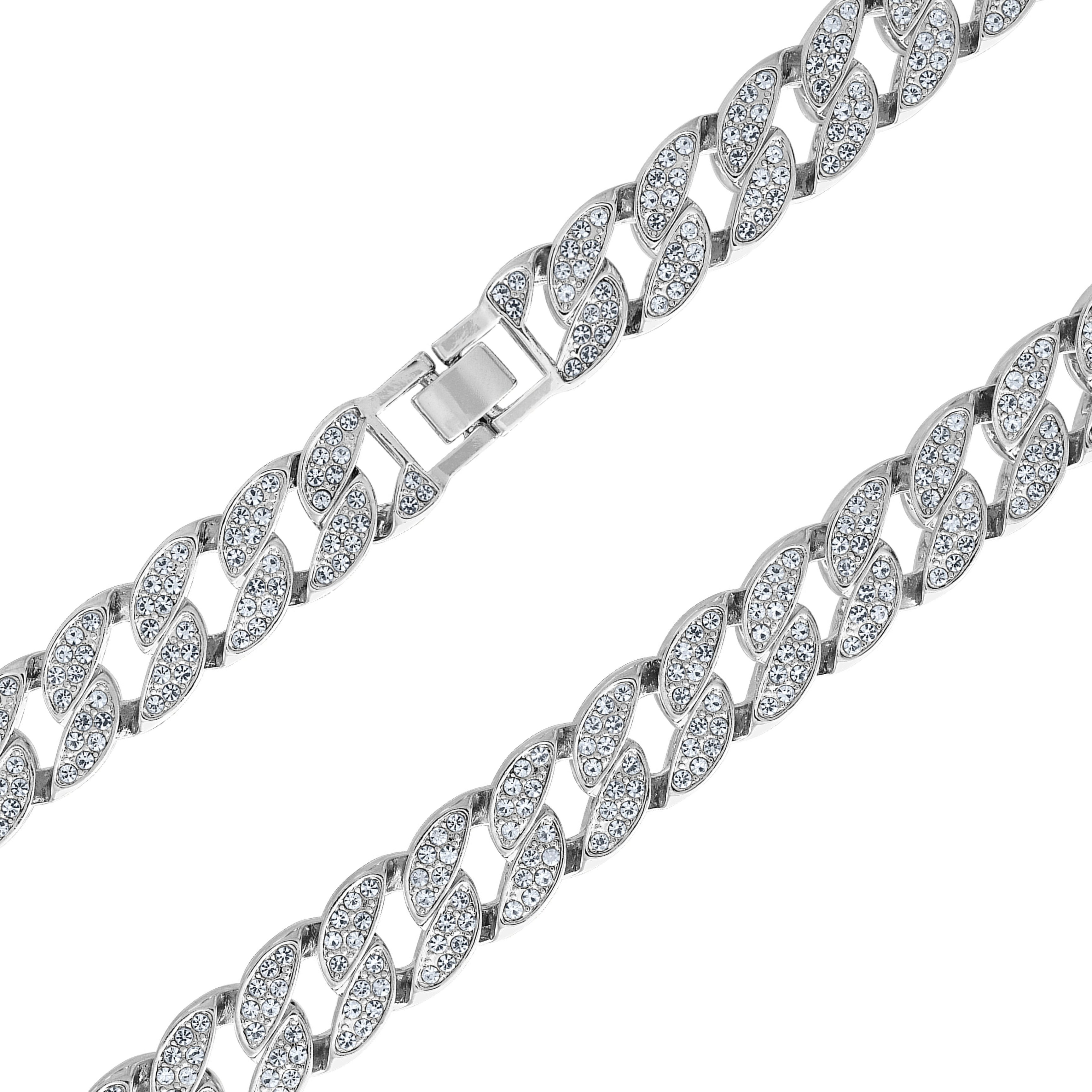 アクセサリー Iced Out Miami Cuban Chain Necklace Thunaraz Cuban Links Chain for Men 14MM Iced Out Miami Cuban Link