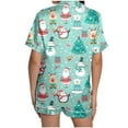 thumbnail image 5 of YuYuBao Women Pajamas Sets Christmas Santa Claus Print Silk Satin Buttons Pajamas Sets Pjs Loungewear Nightwear, 5 of 6
