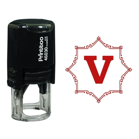 Printtoo Octagon Celtic Swirl Frame Alphabet V Monogram Self Inking Rubber Stamp Office Stationary