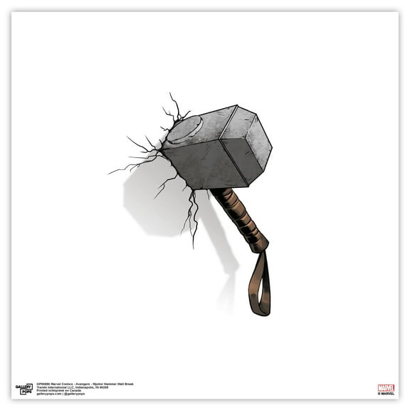Gallery Pops Marvel Comics Avengers - Mjolnir Hammer Wall Break Wall Art, Unframed Version, 12" x 12"