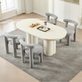 thumbnail image 6 of Boucle Dining Chairs Set of 6, Mid Morden Century Chairs with Curved Back Round Upholstered Round Dining Chairs, Armless,for Bedroom Kitchen and Dining Living Reading Room Reception, Grey, 6 of 9