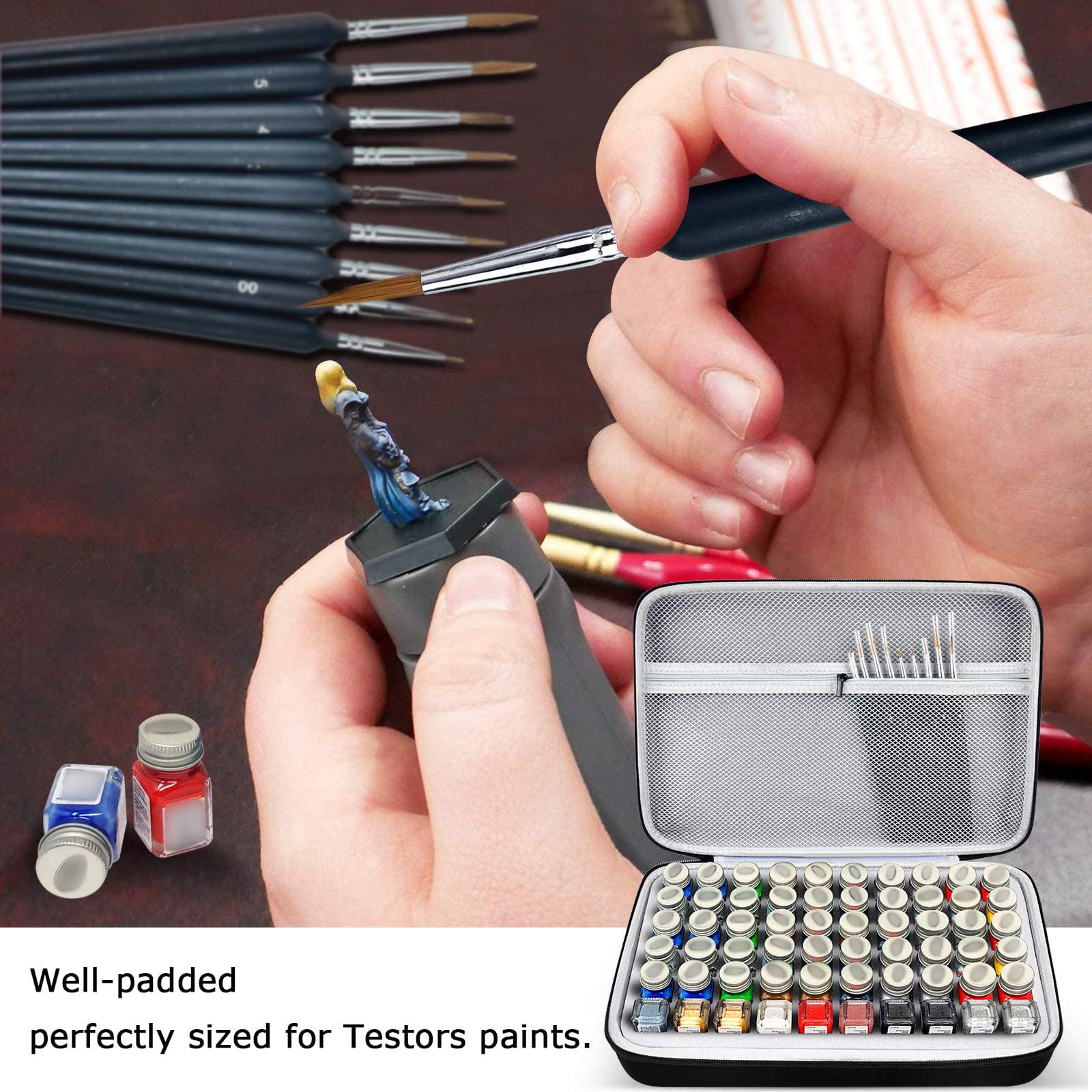 60 Bottles Model Paint Storage Case for Testors Paint Set, Paints Organizer Carrying Bag- Case Only