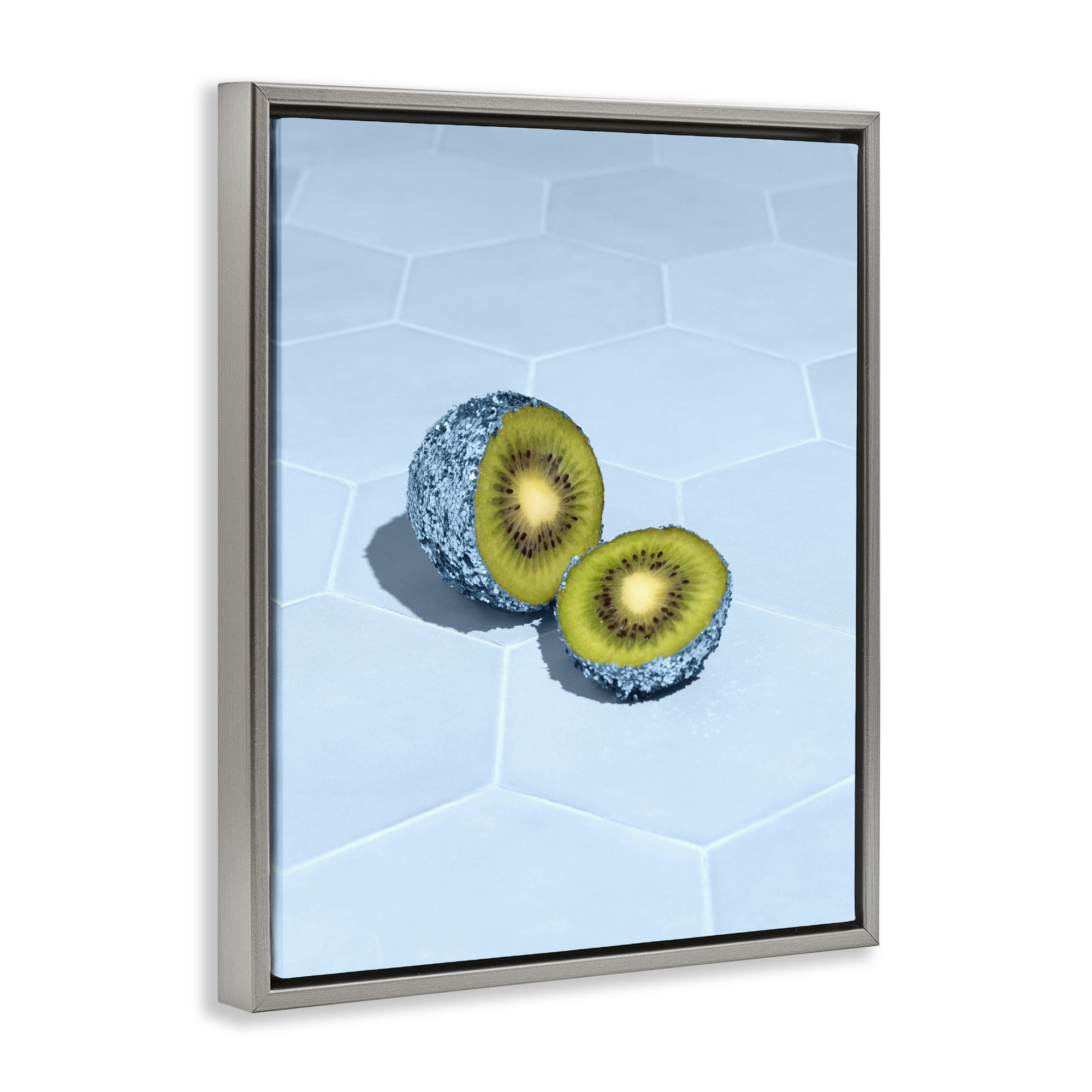 Stupell Industries Blue Glimmer Kiwi Gray Framed Floater Canvas Wall Art, design by LISH Creative