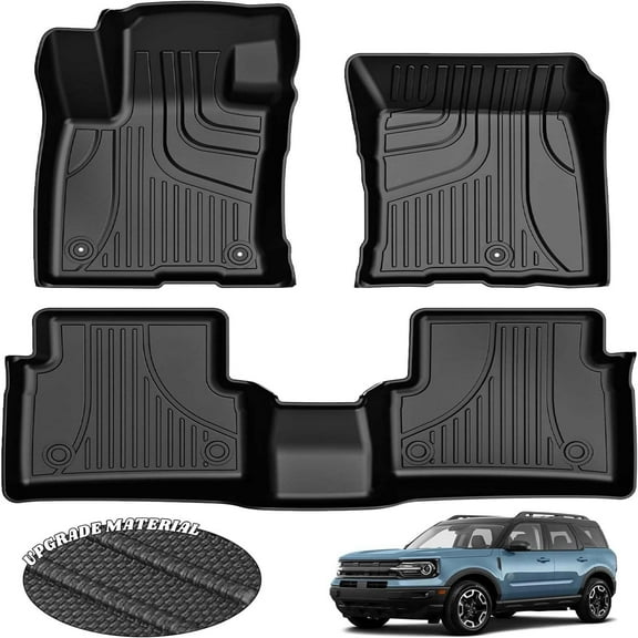 IKABEVEM Car Floor Mats for Ford Bronco Sport 2021-2024 All Weather TPE Rubber Floor Liners Protection
