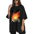 thumbnail image 4 of Plus Size Shirt for Women Black Tops for Women Short Sleeves Shirt for Women Explosion In Space T Shirt Crewneck Shirt for Women XL, 4 of 5