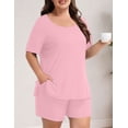 thumbnail image 3 of Daystry Womens Plus Size Pajama Sets 2 Piece Summer Short Sleeve Tops Shorts with Pockets for Lounge Sleepwear L-4XL, 3 of 9